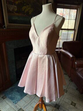 NWT Alyce Paris 3764 French Pink Mikado Fit & Flare Mini Dress - Size 12